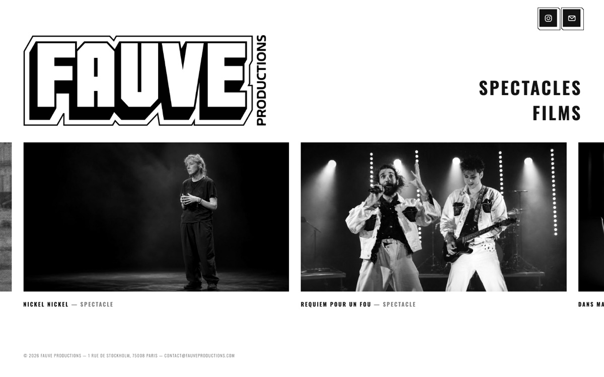 Site de Fauve Productions, spectacles et films